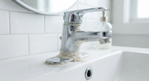 Calcium scale buildup on fixture