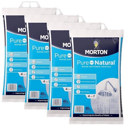 Morton Pure and Natural Solar 4 in 1 Salt Crystals for Water Softener, 40 lb Bag, 4 Pack